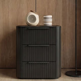Solid Rubber Wood Bedside table with LED Lights in Black colour