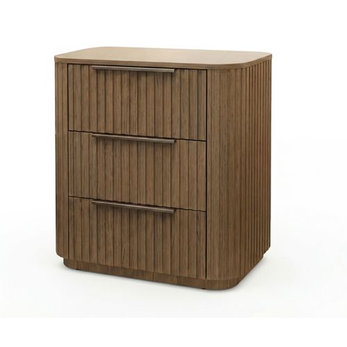 Solid Rubber Wood Bedside table with LED Lights in Oak colour