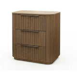 Solid Rubber Wood Bedside table with LED Lights in Oak colour