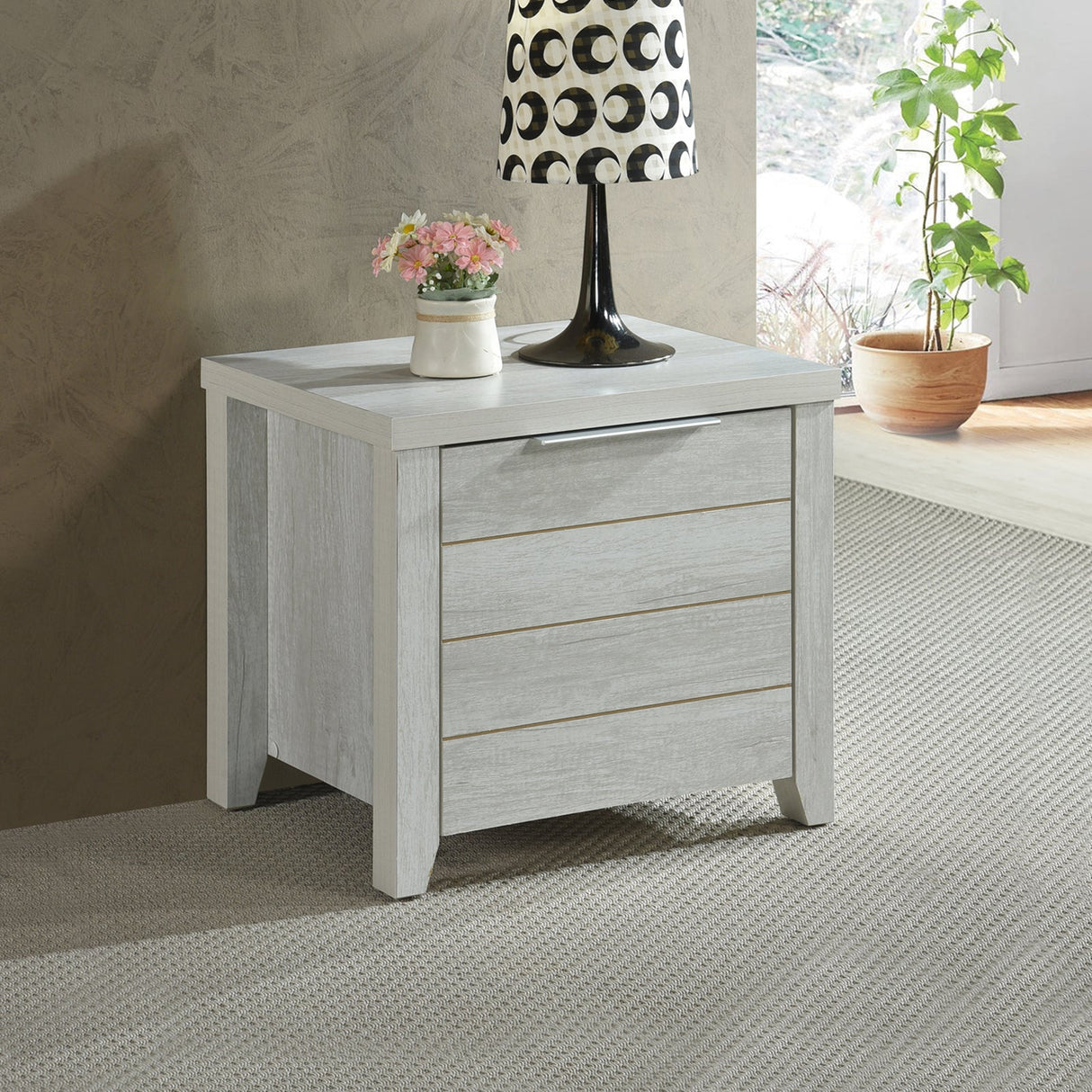 Cielo Bedside Table 2 drawers in White Ash