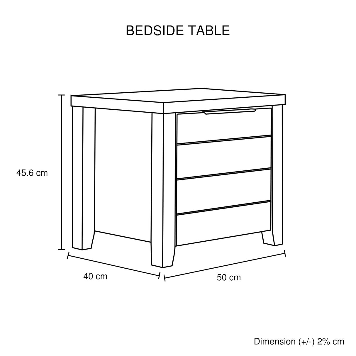 Cielo Bedside Table 2 drawers in White Ash