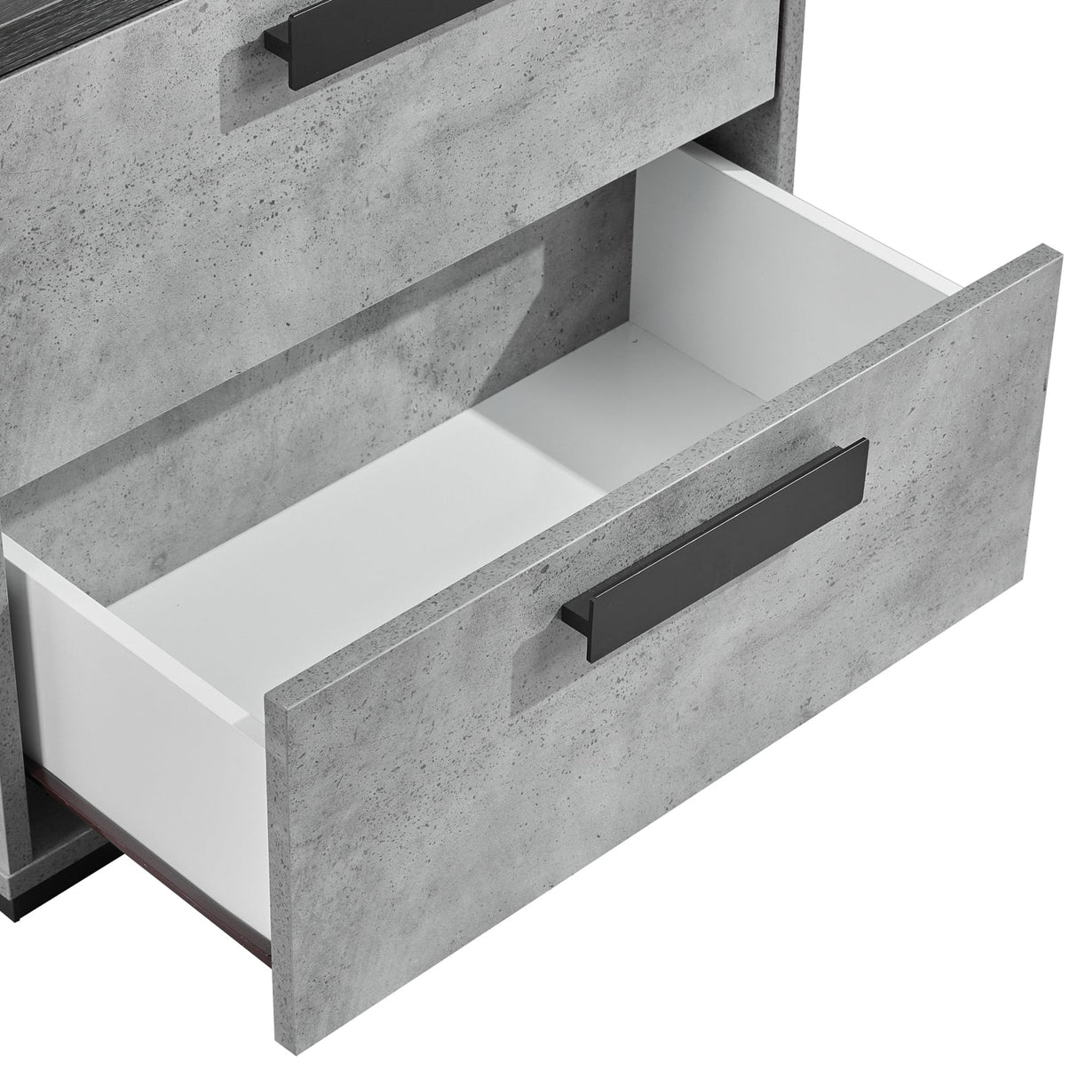 Bedside Table with 2 Storage Drawers MDF Combination of Black & Cement Colour Nightstand