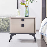 Bedside Table with 2 Storage Drawers Champagne and Black Colour