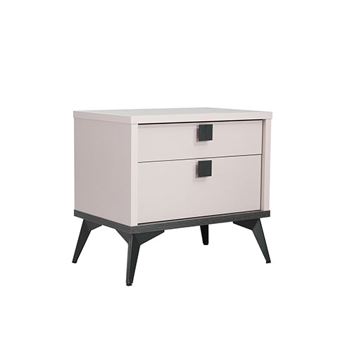 Bedside Table with 2 Storage Drawers Champagne and Black Colour