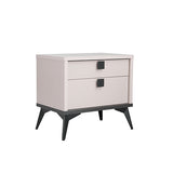 Bedside Table with 2 Storage Drawers Champagne and Black Colour