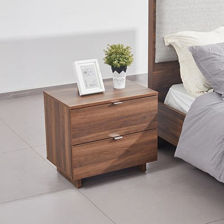 Bedside Table with Melamine Finishing Slim Metal Handles Nightstand