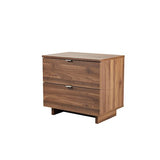 Bedside Table with Melamine Finishing Slim Metal Handles Nightstand