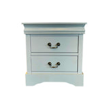 Bedside Table Grey Colour With 2 Drawers Solid Wood Metal Handles
