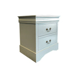 Bedside Table Grey Colour With 2 Drawers Solid Wood Metal Handles