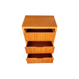 Bedside Table MDF Brown Colour Waveform Design Three Drawers