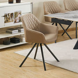 2X PU Leather Powder Coated Metal Legs Swivel Dining Chair