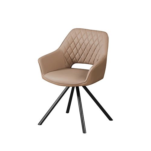 2X PU Leather Powder Coated Metal Legs Swivel Dining Chair
