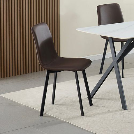6X Dining Chair Leather Red Brown Colour