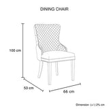 Set of 2 Beige Velvet Dining Chairs – Button Studded Ring Back Design Golden Legs