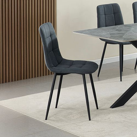 6X Dining Chair Fabric Upholstered Padded Dark Grey colour