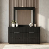 Solid Rubber Wood Dresser with Mirror in Black colour