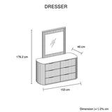 Solid Rubber Wood Dresser with Mirror in Black colour