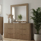 Solid Rubber Wood Dresser with Mirror in Oak colour