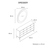 Dressing Chest With 6 Storage Drawers MDF Mirror Combination of Champagne and Black Colour