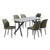Dining Set Sintered Stone Table Faux Leather chairs