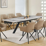 Powder Coating Dining Table with 6pcs PU Leather Dining Chair