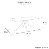 Dining Table Rectangular Shape Grey Sintered Stone Top Powder Coated Iron Legs