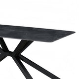 Dining Table Rectangular Shape Green Sintered Stone Top Powder Coated Iron Legs