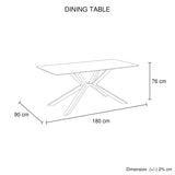 Dining Table Rectangular Shape Green Sintered Stone Top Powder Coated Iron Legs