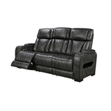 3 Seater Electric Air Leather Dark Grey Recliner