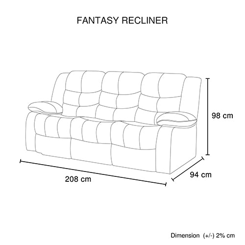 3 Seater Recliner Sofa In Faux Leather Lounge Couch in Black