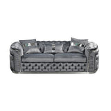3+1+1 Seater Sofa Set Grey Velvet Fabric Solid Wood construction Silver Stainless Steel Trim