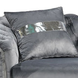 3+2+1 Seater Sofa Set Grey Velvet Fabric Solid Wood construction Silver Stainless Steel Trim