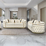 3+2 Seater Sofa Set Beige Velvet Fabric