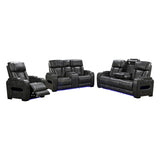 3-2-1 Seater Electric Air Leather Dark Grey Recliner Set