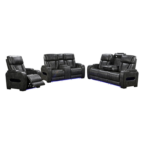 3-2-1 Seater Electric Air Leather Dark Grey Recliner Set