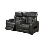 3-2 Seater Electric Air Leather Dark Grey Recliner Set