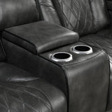 3-2 Seater Electric Air Leather Dark Grey Recliner Set