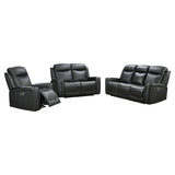 3-2-1 Seater Electric Leather/PVC Black Recliner Set