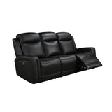 3-2-1 Seater Electric Leather/PVC Black Recliner Set