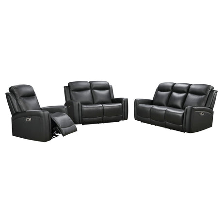 3-2 Seater Electric Leather/PVC Black Recliner Set