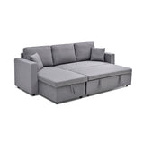 Multifunctional Sofa Bed Fabric Upholstery Chaise Section Comfy Cushions Armrests