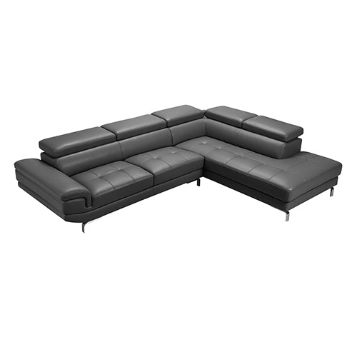 5 Seater Lounge Set Grey Colour Leatherette Corner Sofa for Living Room Couch with Chaise