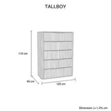 Solid Rubber Wood Tallboy with Storage Drawer in Black colour