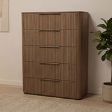 Solid Rubber Wood Tallboy with Storage Drawer in oak colour