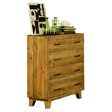 Tallboy with 4 Storage Drawers in Wooden Light Brown Colour