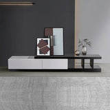 TV Cabinet with 2 Storage Drawers With High Glossy Assembled Entertainment Unit in Black & White colour
