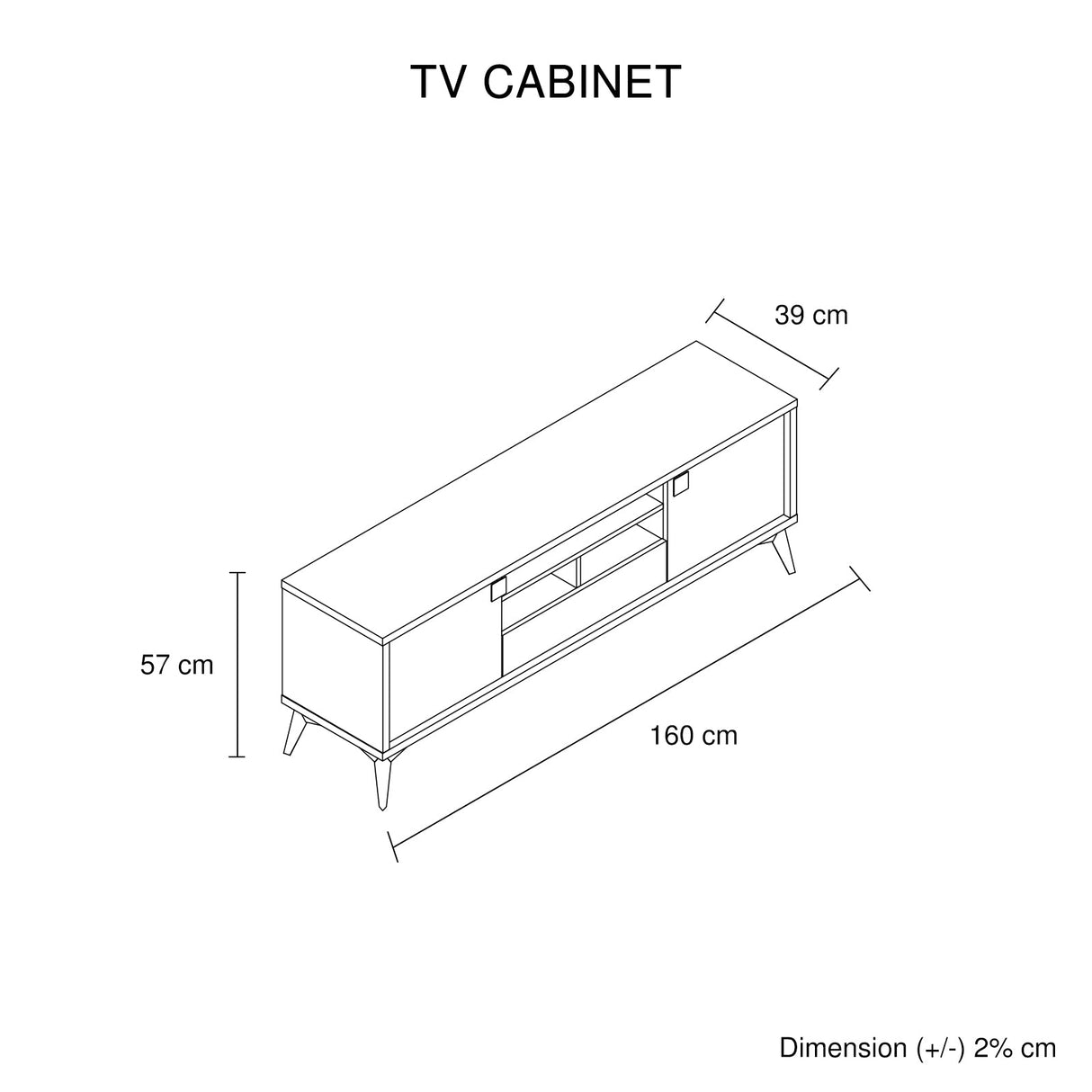 TV Cabinet with Storage Drawer Open Shelve Cabinet MDF in Champagne Colour