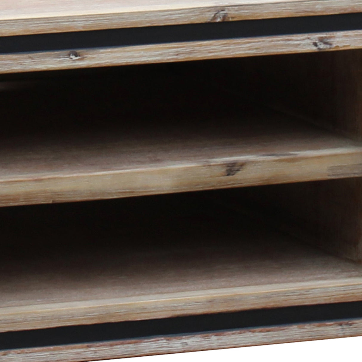 Ember TV Cabinet with 2 Storage Drawers Cabinet Solid Acacia Wooden Entertainment Unit in Sliver Bruch Colour