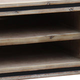 Ember TV Cabinet with 2 Storage Drawers Cabinet Solid Acacia Wooden Entertainment Unit in Sliver Bruch Colour