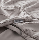 100% Premium Tufted Microfibre Quilt Cover Set - Ultra-Soft, Durable Embroidery Bedding Comforter Set - Machine Washable & Zipper Closure - Beige - Single